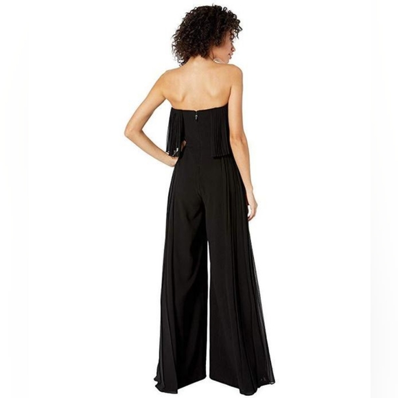 12. NWT HALSTON HERITAGE STRAPLESS PLEATED INSERT WIDE LEG JUMPSUIT - Picture 4 of 9